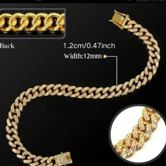 💥Miami Ice Cuban Chain 18" goldtone necklace with crystals - Picture 3 of 3